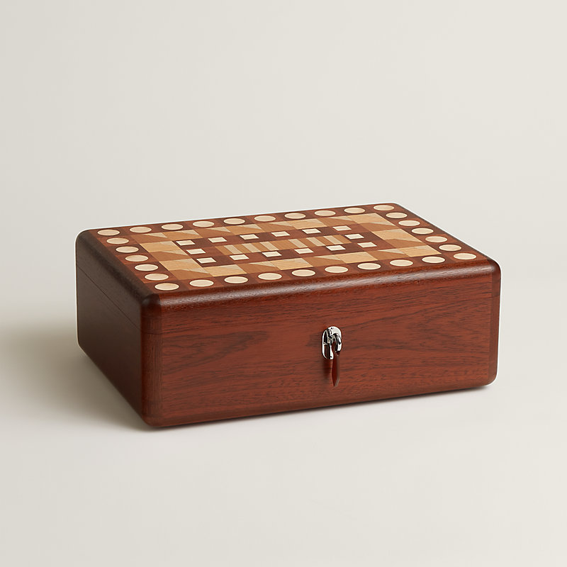 Casaque Jeux d'Ordre watch and cufflink box - Beige | Hermès USA